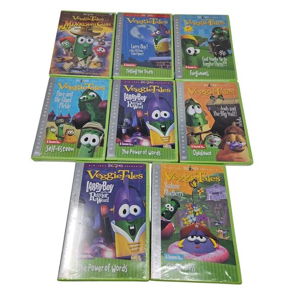 Set of 8 NEW Sealed Veggie Tales DVDs Larry Boy Christian Cartoon - Picture 1 of 4